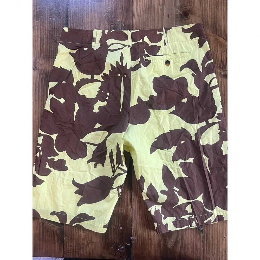 Triple‎ Five Soul Mens Abstract Floral Camo Shorts Yellow Brown Size 32